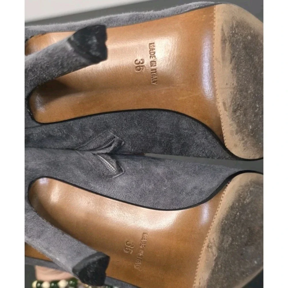 Christian‎ Dior Charcoal Gray Suede Boot Booties 36 Side Zip 4in Heels Classy
